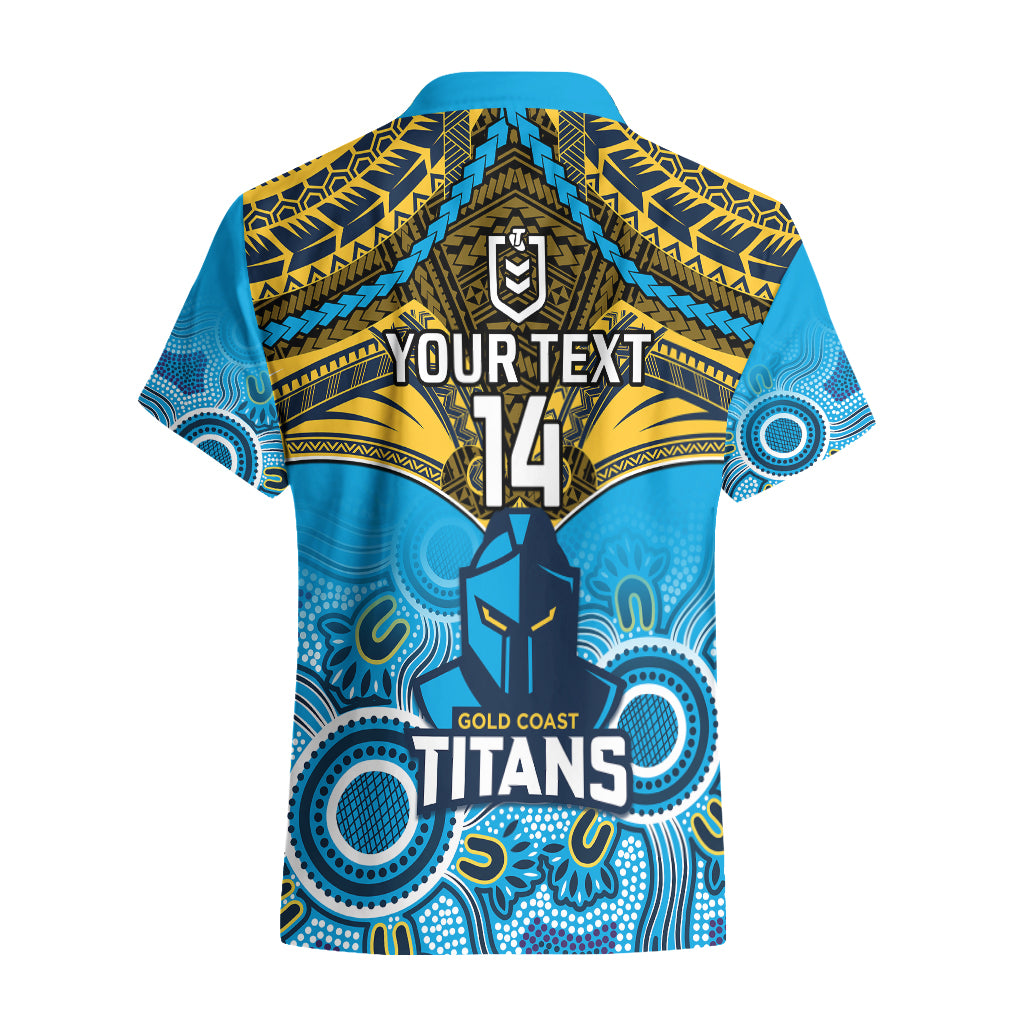 Personalised Titans Rugby Hawaiian Shirt Aboriginal Mix Polynesian Pattern - Vibe Hoodie Shop