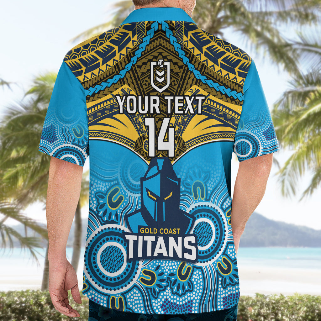 Personalised Titans Rugby Hawaiian Shirt Aboriginal Mix Polynesian Pattern - Vibe Hoodie Shop
