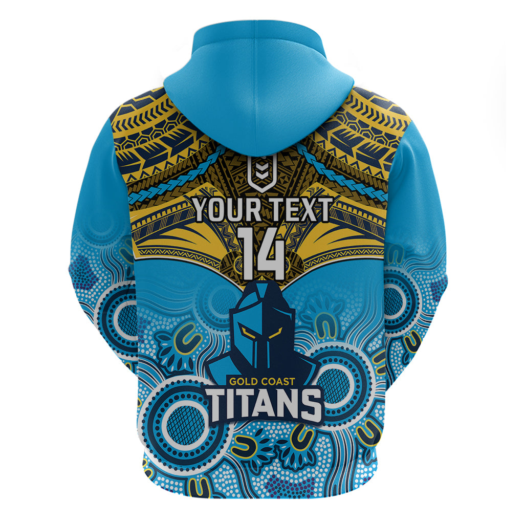 Personalised Titans Rugby Hoodie Aboriginal Mix Polynesian Pattern - Vibe Hoodie Shop