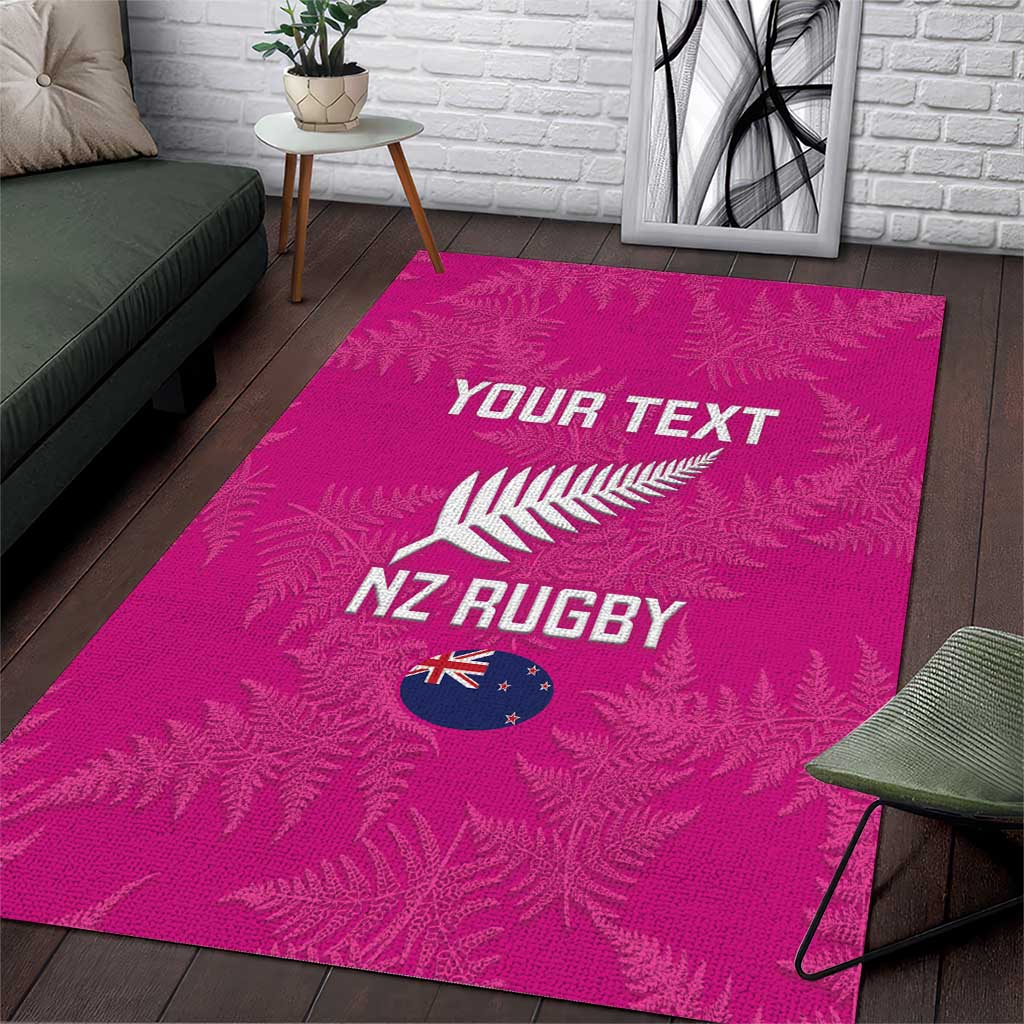 Custom New Zealand Silver Fern Rugby Area Rug Go Aotearoa - Pink Version - Vibe Hoodie Shop