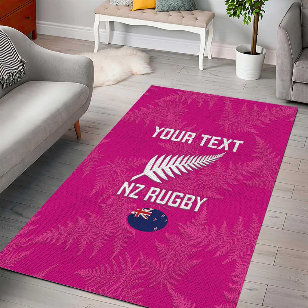 Custom New Zealand Silver Fern Rugby Area Rug Go Aotearoa - Pink Version - Vibe Hoodie Shop