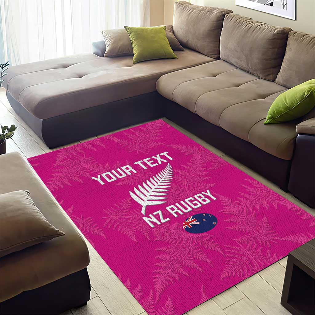 Custom New Zealand Silver Fern Rugby Area Rug Go Aotearoa - Pink Version - Vibe Hoodie Shop