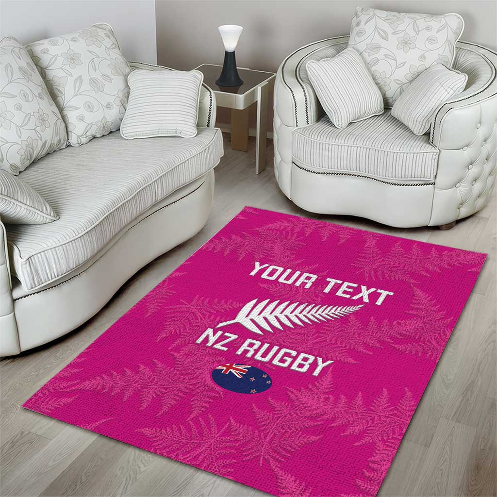 Custom New Zealand Silver Fern Rugby Area Rug Go Aotearoa - Pink Version - Vibe Hoodie Shop