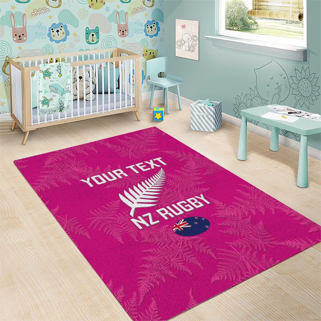 Custom New Zealand Silver Fern Rugby Area Rug Go Aotearoa - Pink Version - Vibe Hoodie Shop