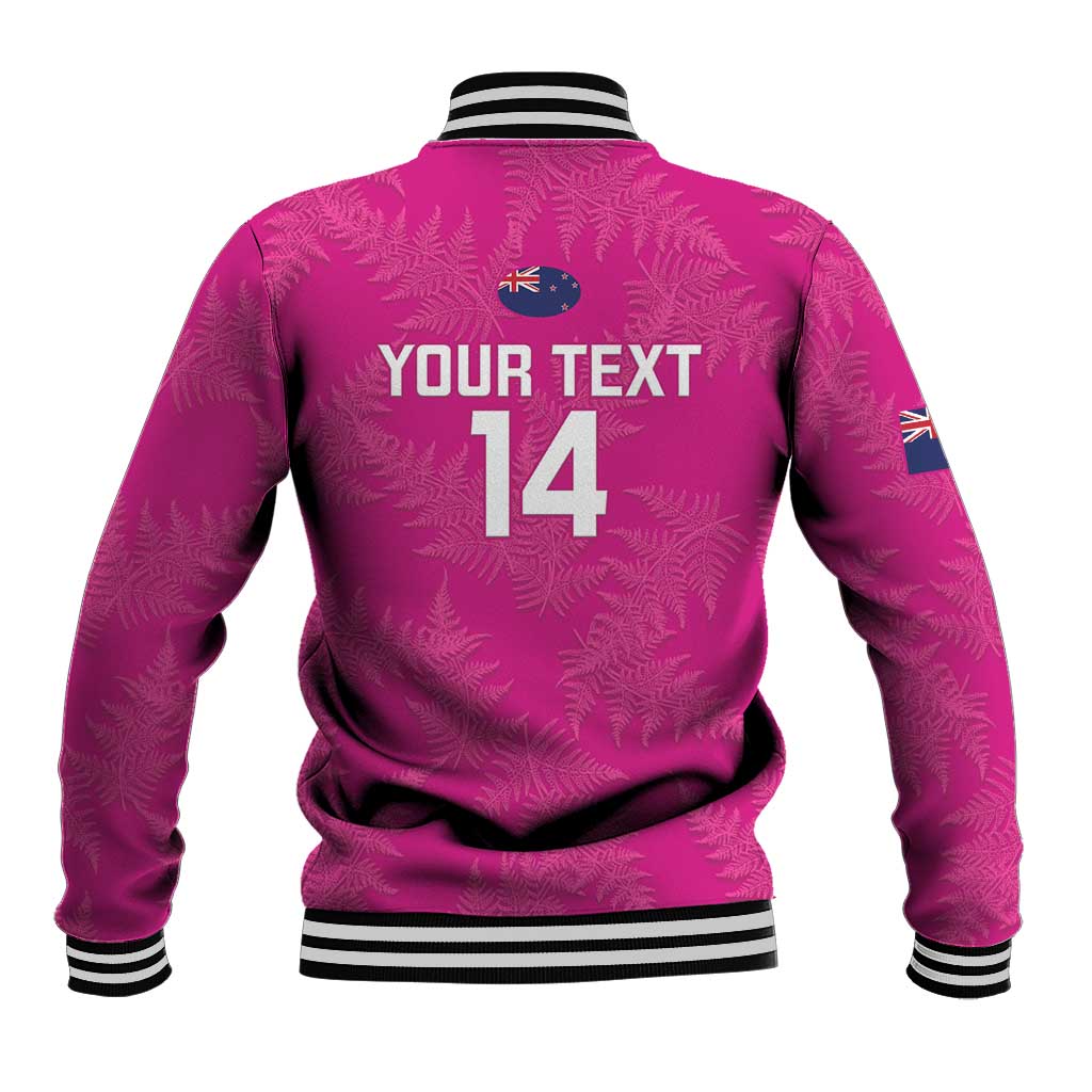 Custom New Zealand Silver Fern Rugby Baseball Jacket Go Aotearoa - Pink Version - Vibe Hoodie Shop