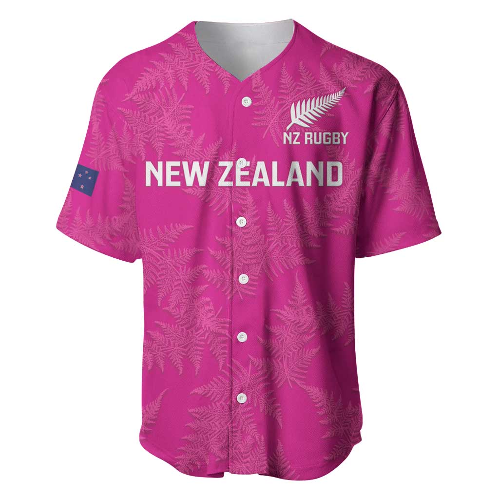 Custom New Zealand Silver Fern Rugby Baseball Jersey Go Aotearoa - Pink Version - Vibe Hoodie Shop
