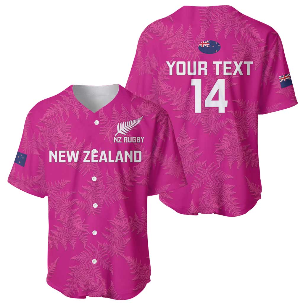Custom New Zealand Silver Fern Rugby Baseball Jersey Go Aotearoa - Pink Version - Vibe Hoodie Shop