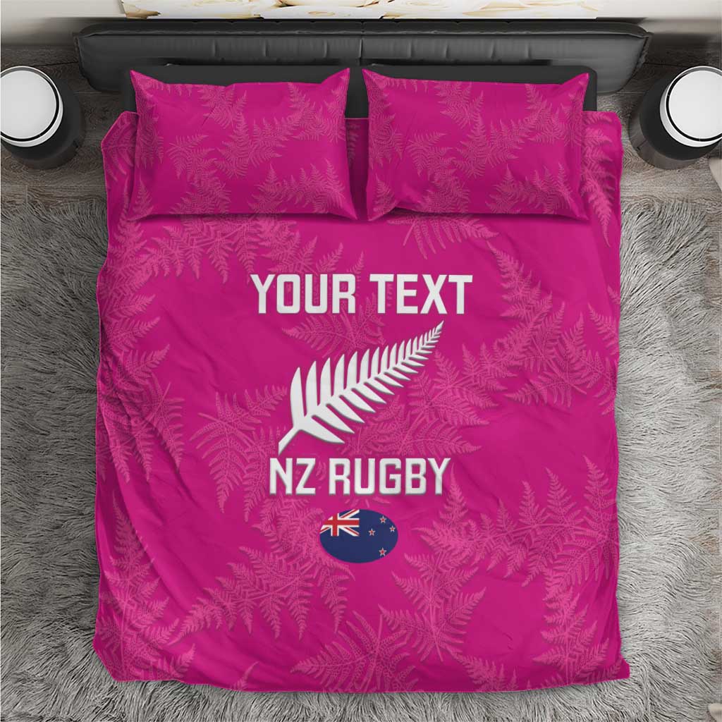 Custom New Zealand Silver Fern Rugby Bedding Set Go Aotearoa - Pink Version - Vibe Hoodie Shop