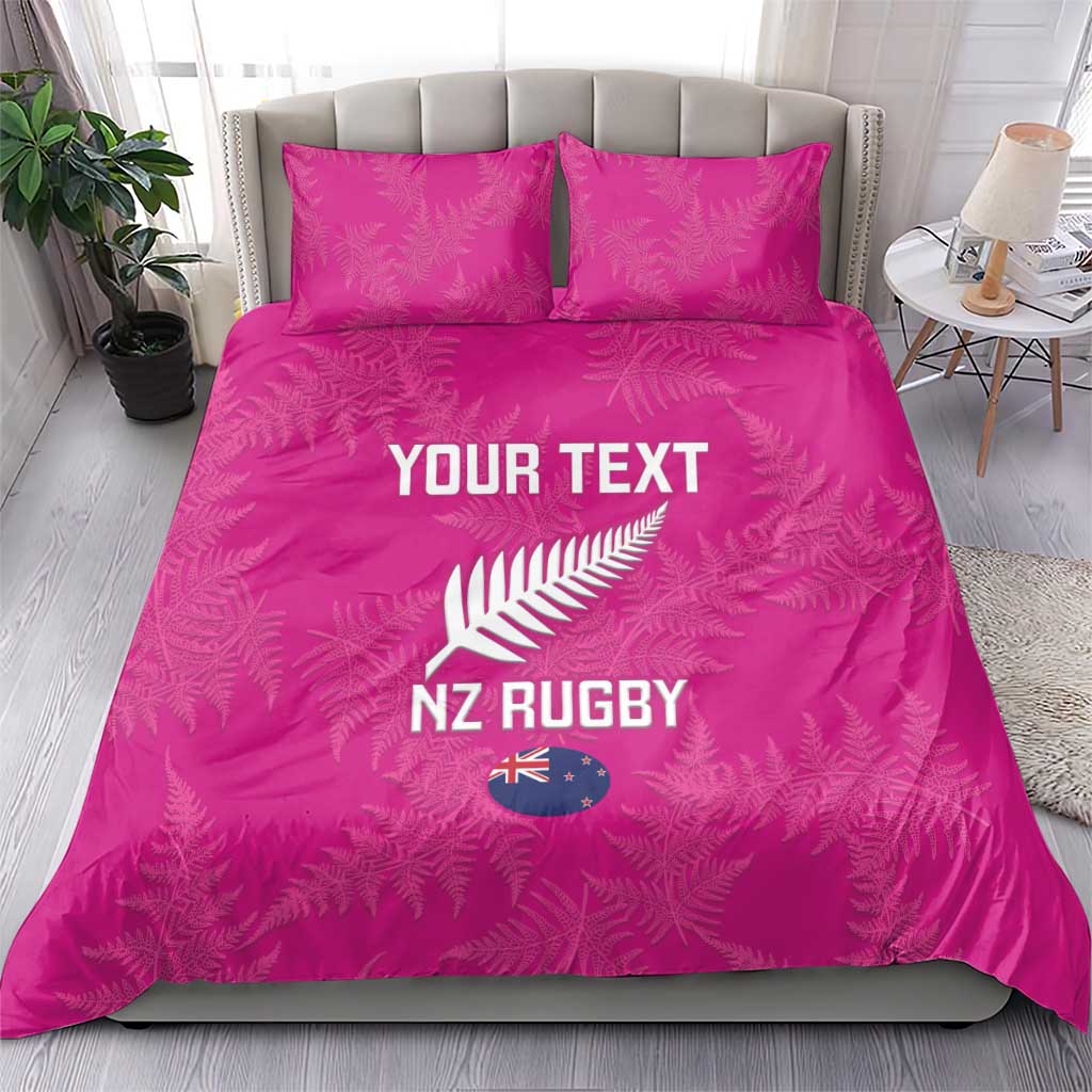 Custom New Zealand Silver Fern Rugby Bedding Set Go Aotearoa - Pink Version - Vibe Hoodie Shop