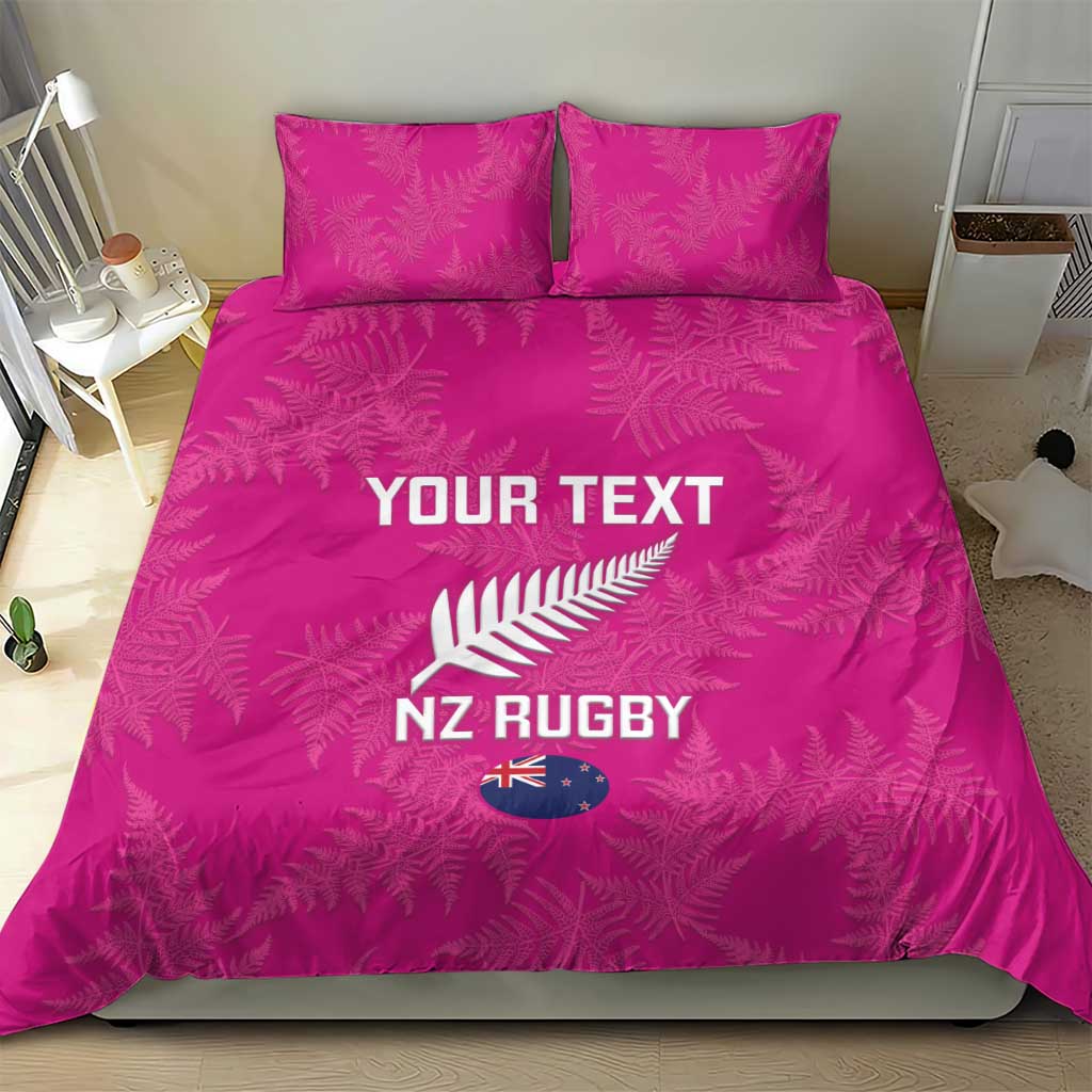 Custom New Zealand Silver Fern Rugby Bedding Set Go Aotearoa - Pink Version - Vibe Hoodie Shop