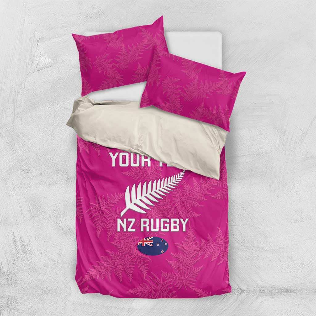Custom New Zealand Silver Fern Rugby Bedding Set Go Aotearoa - Pink Version - Vibe Hoodie Shop