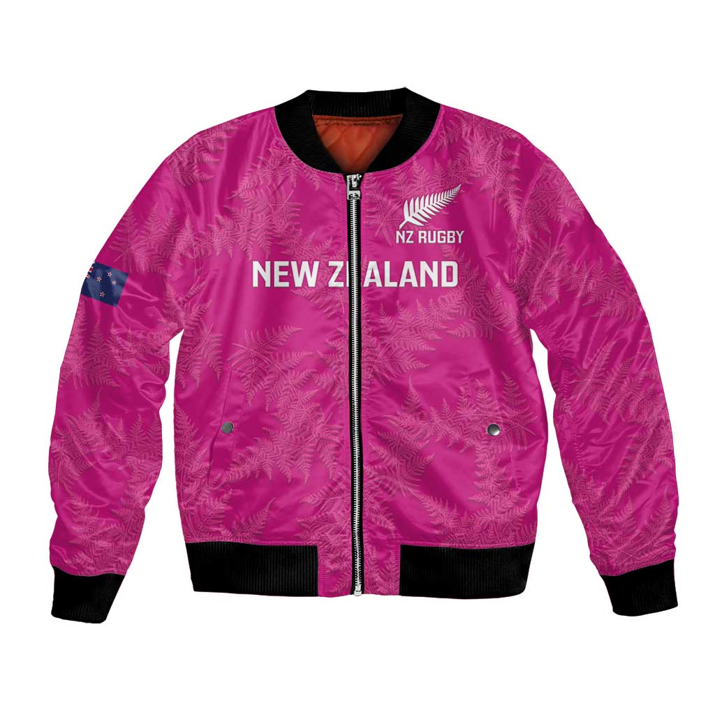Custom New Zealand Silver Fern Rugby Bomber Jacket Go Aotearoa - Pink Version - Vibe Hoodie Shop
