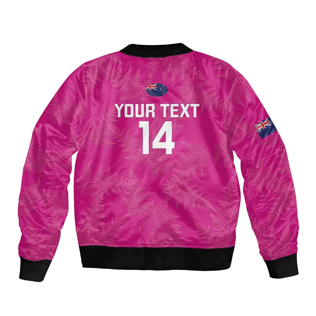 Custom New Zealand Silver Fern Rugby Bomber Jacket Go Aotearoa - Pink Version - Vibe Hoodie Shop