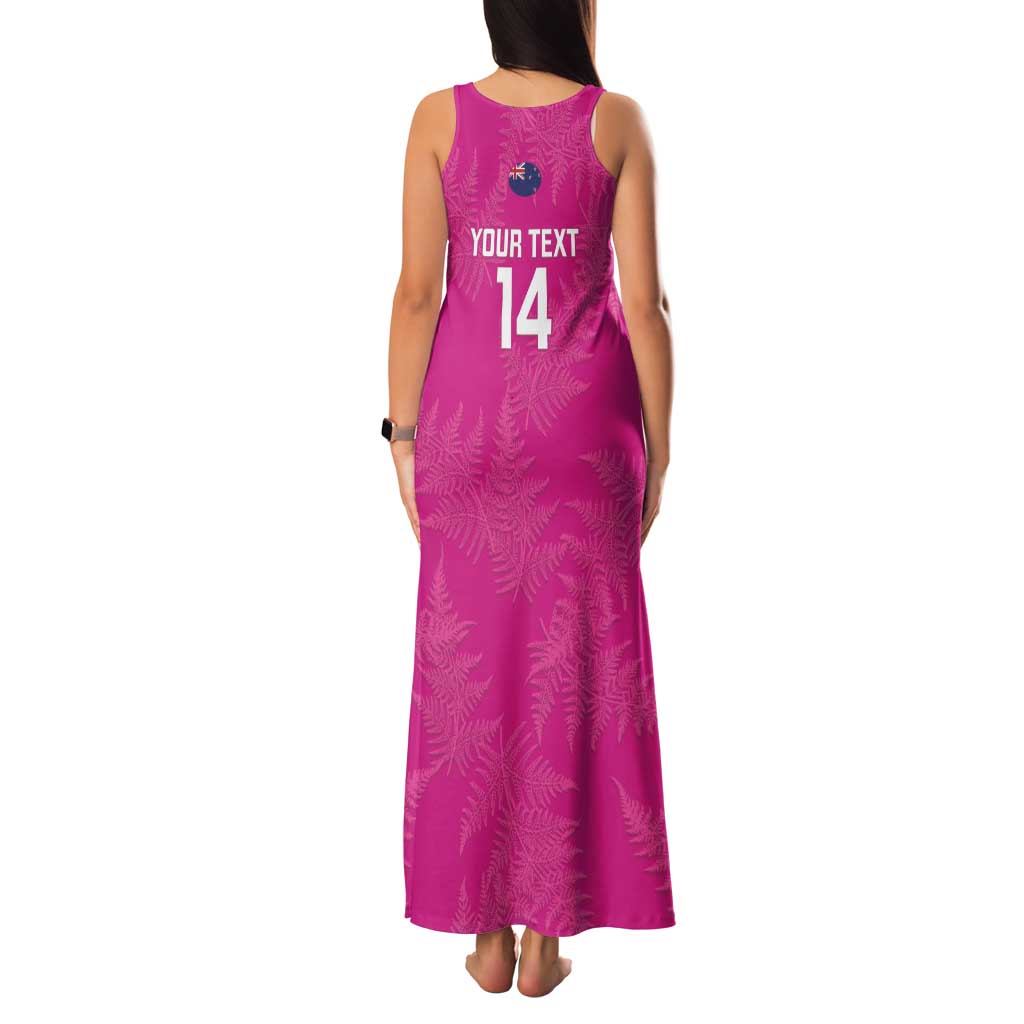 Custom New Zealand Silver Fern Rugby Family Matching Tank Maxi Dress and Hawaiian Shirt Go Aotearoa - Pink Version