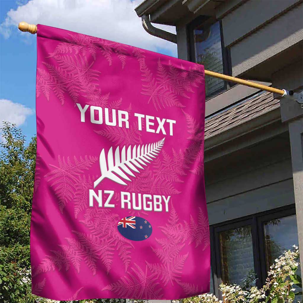 Custom New Zealand Silver Fern Rugby Garden Flag Go Aotearoa - Pink Version - Vibe Hoodie Shop