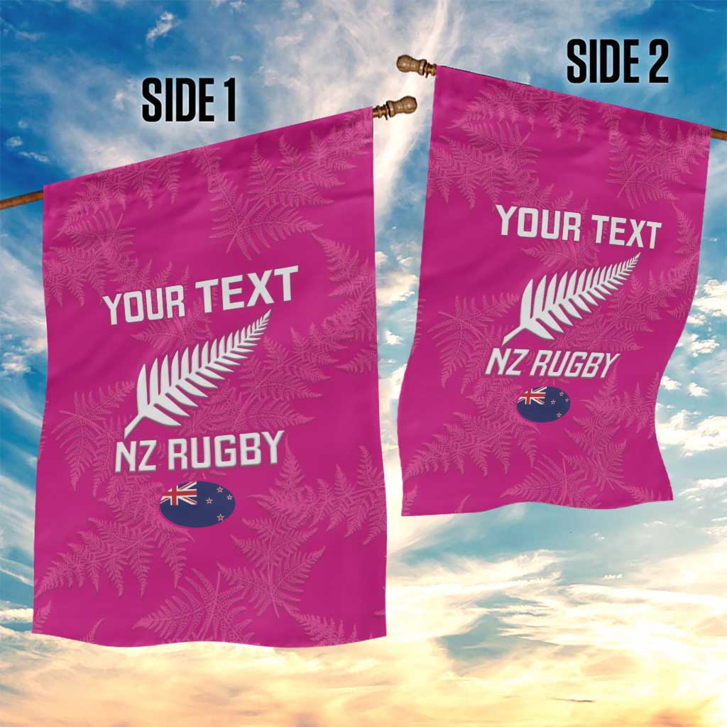 Custom New Zealand Silver Fern Rugby Garden Flag Go Aotearoa - Pink Version - Vibe Hoodie Shop