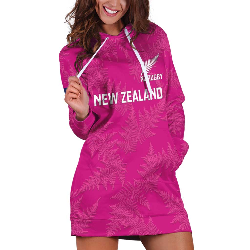 Custom New Zealand Silver Fern Rugby Hoodie Dress Go Aotearoa - Pink Version - Vibe Hoodie Shop