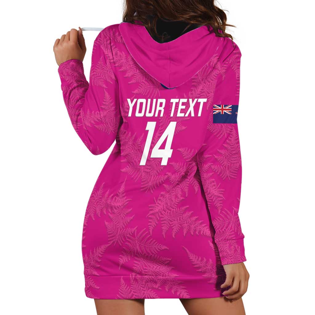 Custom New Zealand Silver Fern Rugby Hoodie Dress Go Aotearoa - Pink Version - Vibe Hoodie Shop