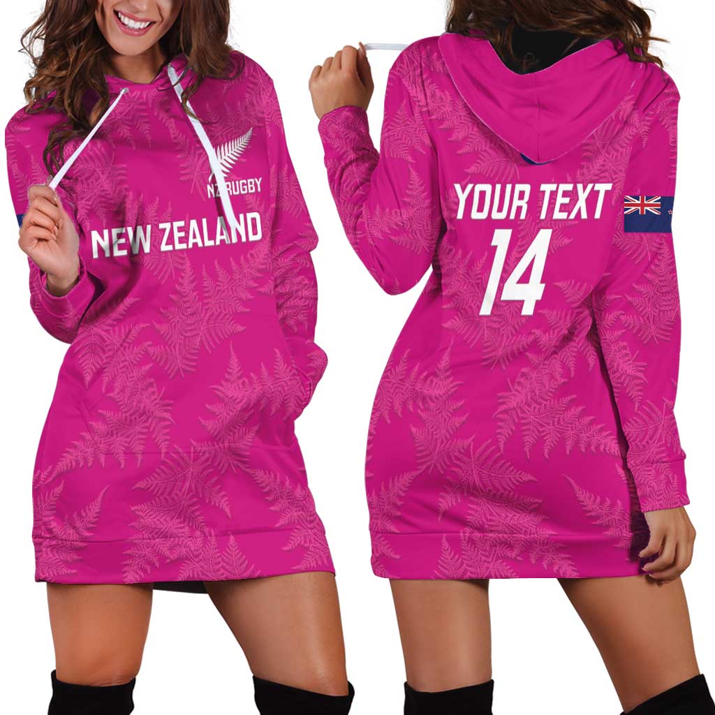 Custom New Zealand Silver Fern Rugby Hoodie Dress Go Aotearoa - Pink Version - Vibe Hoodie Shop