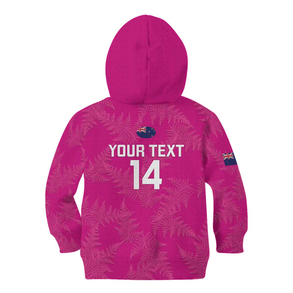 Custom New Zealand Silver Fern Rugby Kid Hoodie Go Aotearoa - Pink Version - Vibe Hoodie Shop