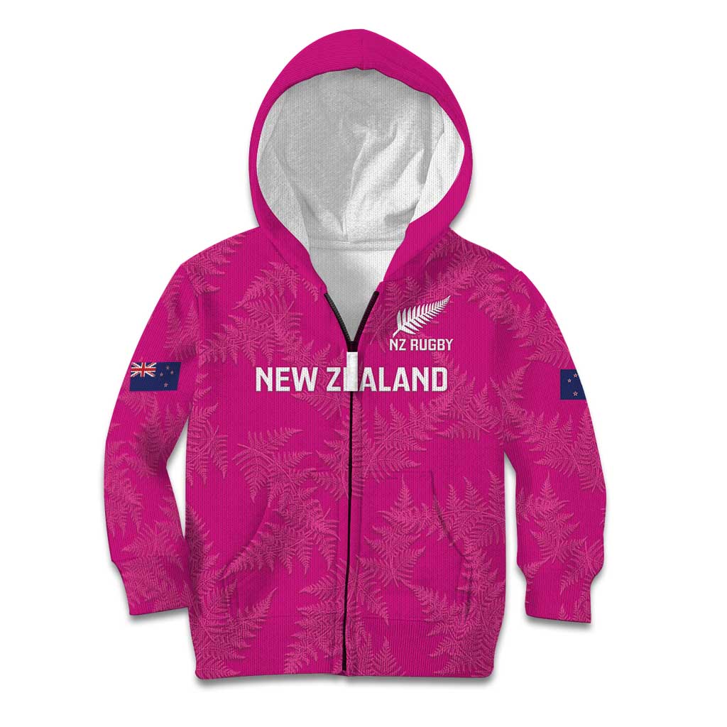 Custom New Zealand Silver Fern Rugby Kid Hoodie Go Aotearoa - Pink Version - Vibe Hoodie Shop