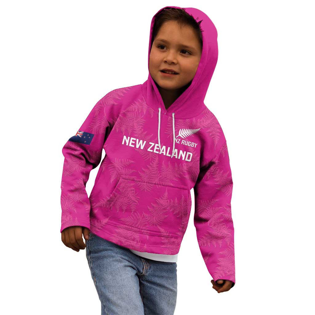 Custom New Zealand Silver Fern Rugby Kid Hoodie Go Aotearoa - Pink Version - Vibe Hoodie Shop