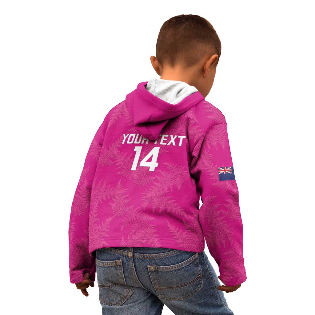Custom New Zealand Silver Fern Rugby Kid Hoodie Go Aotearoa - Pink Version - Vibe Hoodie Shop