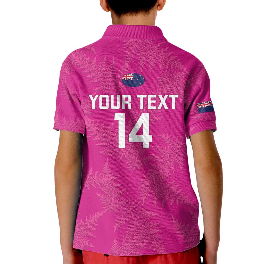 Custom New Zealand Silver Fern Rugby Kid Polo Shirt Go Aotearoa - Pink Version - Vibe Hoodie Shop