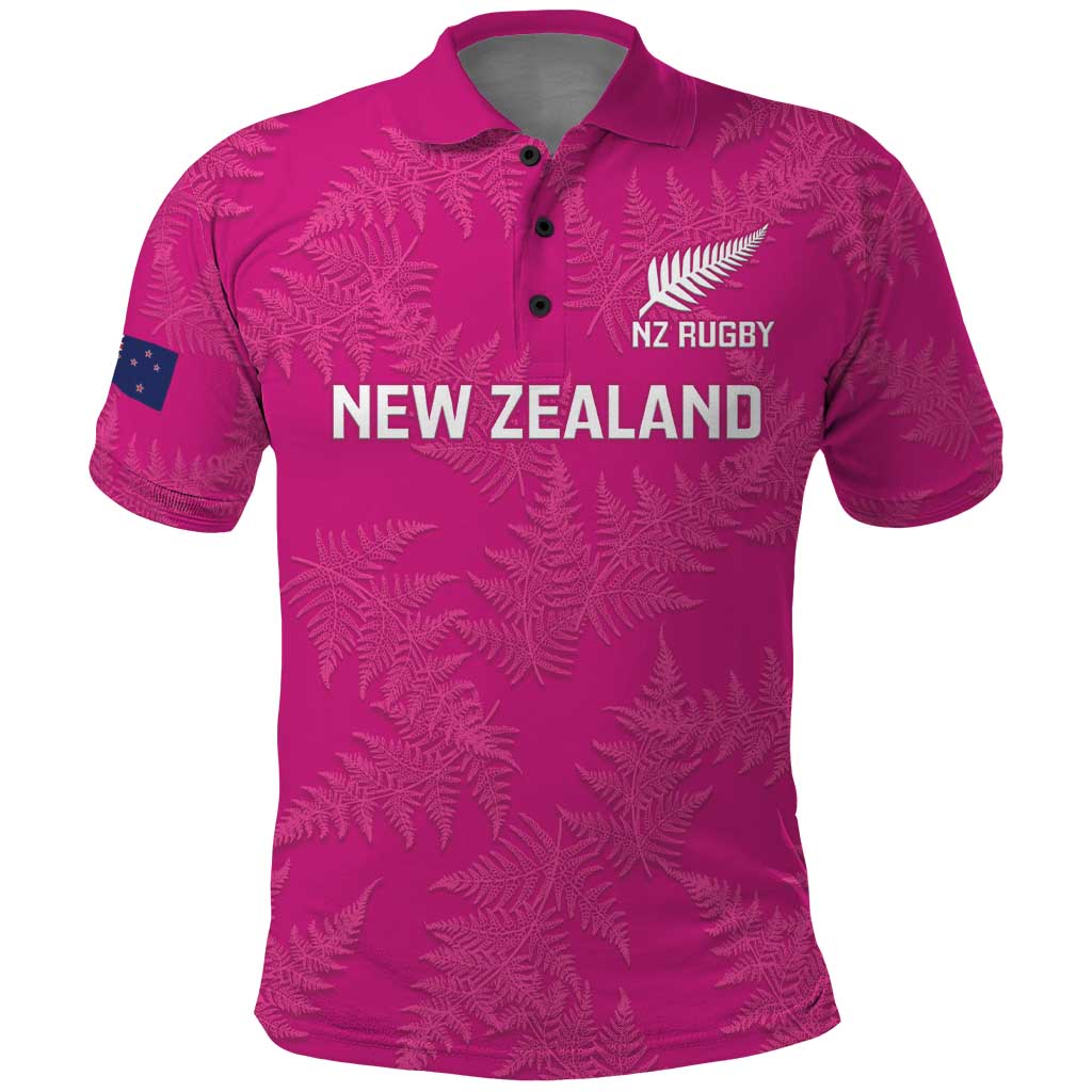 Custom New Zealand Silver Fern Rugby Polo Shirt Go Aotearoa - Pink Version - Vibe Hoodie Shop