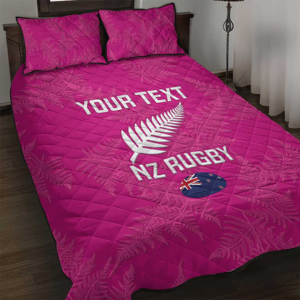 Custom New Zealand Silver Fern Rugby Quilt Bed Set Go Aotearoa - Pink Version - Vibe Hoodie Shop