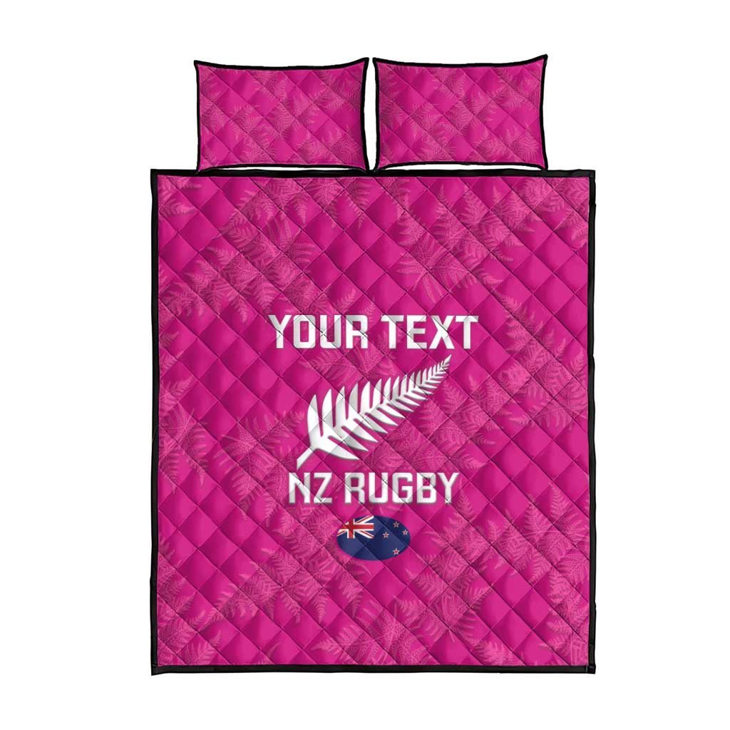 Custom New Zealand Silver Fern Rugby Quilt Bed Set Go Aotearoa - Pink Version - Vibe Hoodie Shop