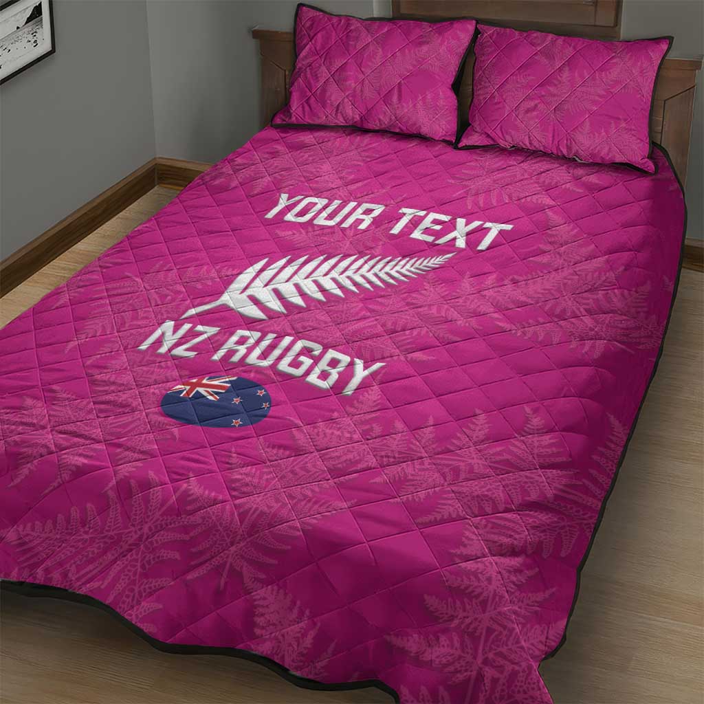 Custom New Zealand Silver Fern Rugby Quilt Bed Set Go Aotearoa - Pink Version - Vibe Hoodie Shop