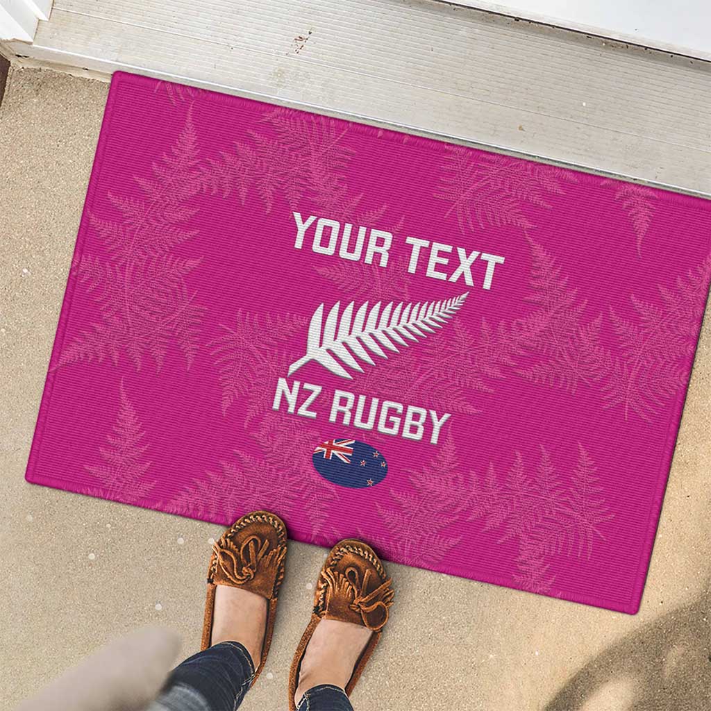 Custom New Zealand Silver Fern Rugby Rubber Doormat Go Aotearoa - Pink Version