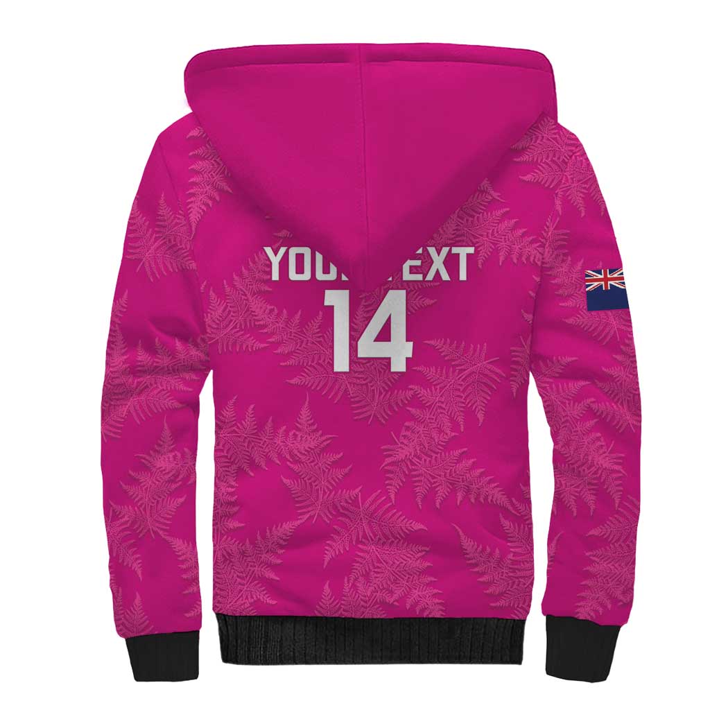 Custom New Zealand Silver Fern Rugby Sherpa Hoodie Go Aotearoa - Pink Version - Vibe Hoodie Shop