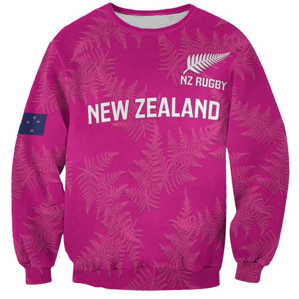 Custom New Zealand Silver Fern Rugby Sweatshirt Go Aotearoa - Pink Version - Vibe Hoodie Shop