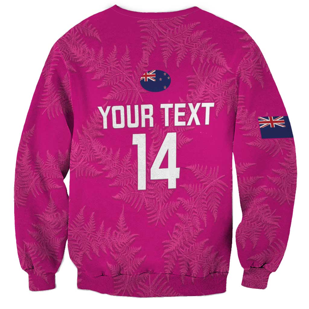 Custom New Zealand Silver Fern Rugby Sweatshirt Go Aotearoa - Pink Version - Vibe Hoodie Shop