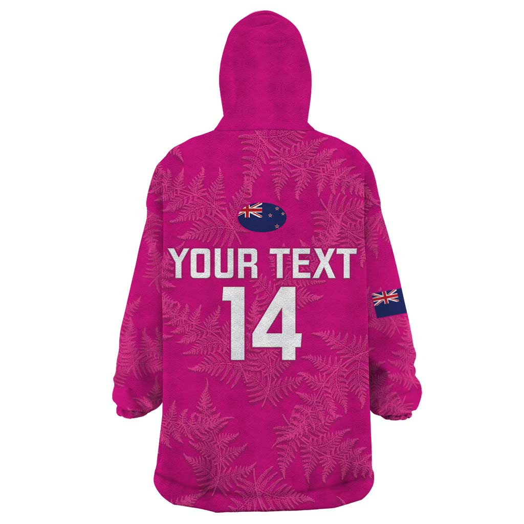 Custom New Zealand Silver Fern Rugby Wearable Blanket Hoodie Go Aotearoa - Pink Version - Vibe Hoodie Shop