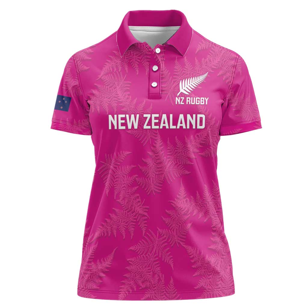 Custom New Zealand Silver Fern Rugby Women Polo Shirt Go Aotearoa - Pink Version - Vibe Hoodie Shop