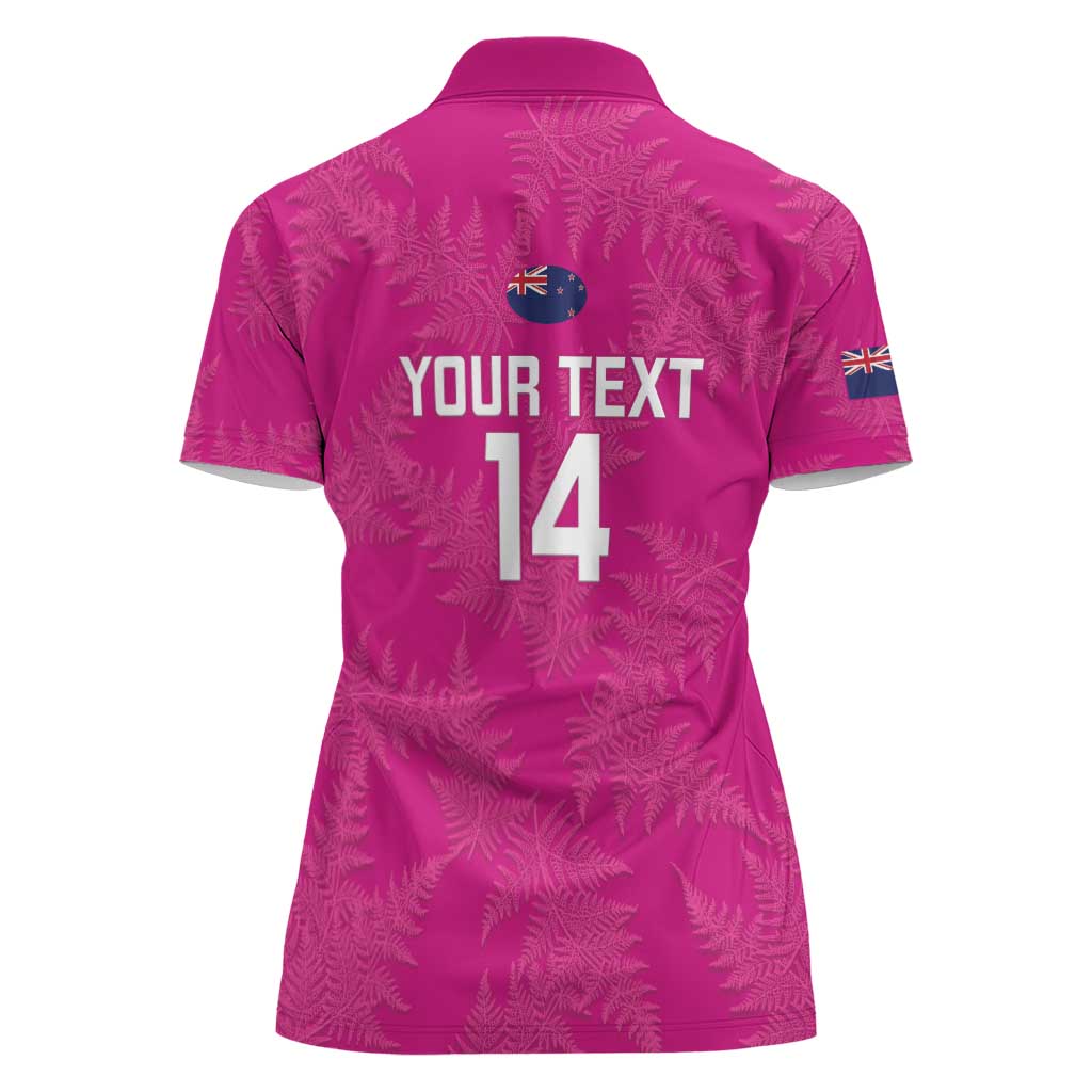 Custom New Zealand Silver Fern Rugby Women Polo Shirt Go Aotearoa - Pink Version - Vibe Hoodie Shop