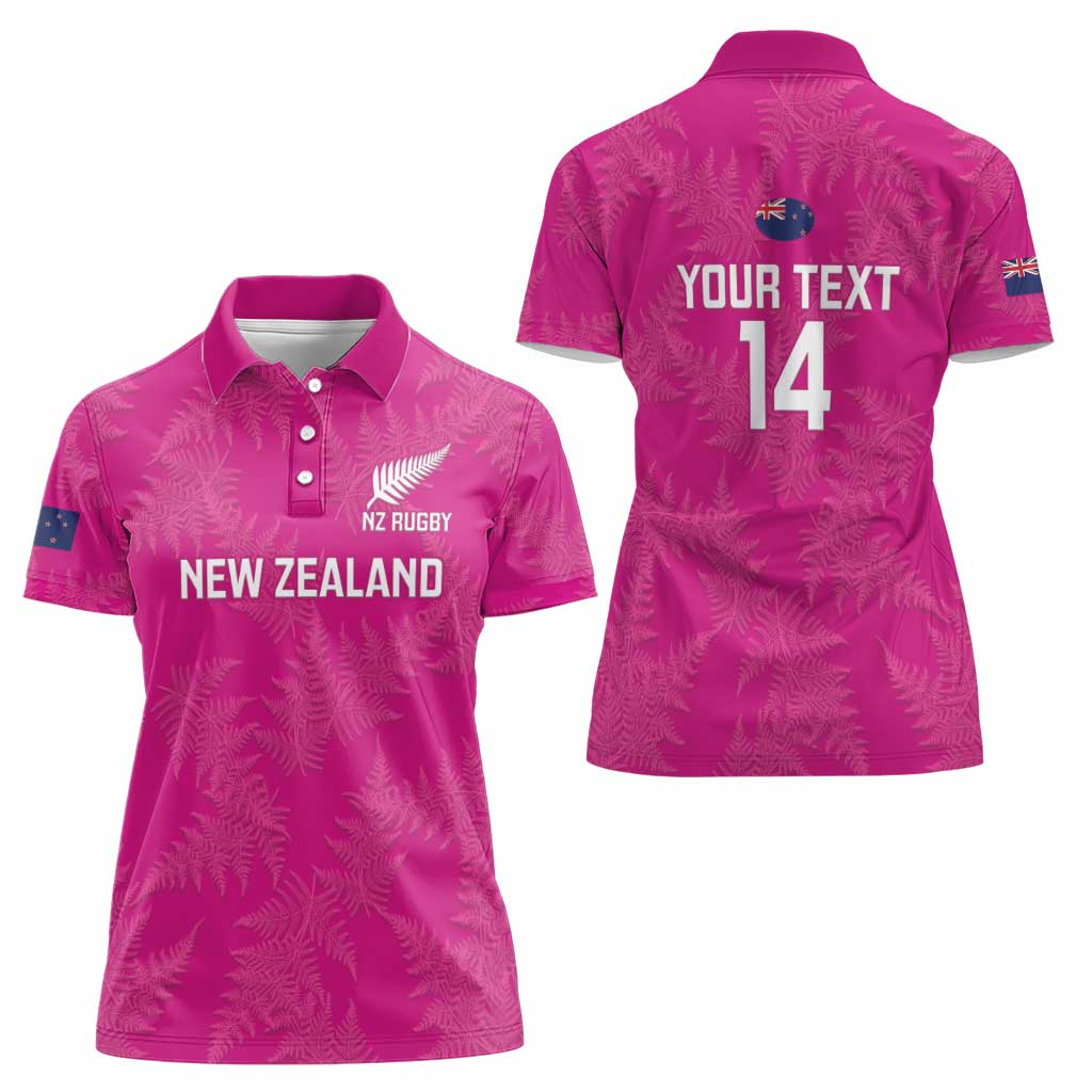 Custom New Zealand Silver Fern Rugby Women Polo Shirt Go Aotearoa - Pink Version - Vibe Hoodie Shop