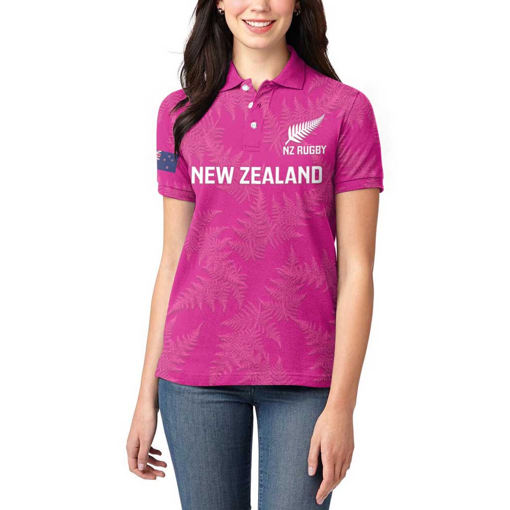 Custom New Zealand Silver Fern Rugby Women Polo Shirt Go Aotearoa - Pink Version - Vibe Hoodie Shop