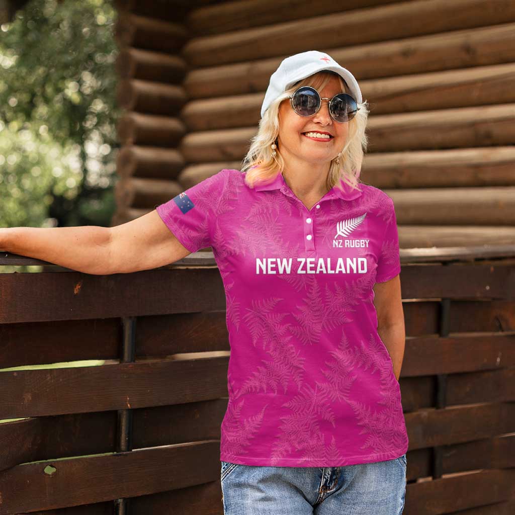 Custom New Zealand Silver Fern Rugby Women Polo Shirt Go Aotearoa - Pink Version - Vibe Hoodie Shop