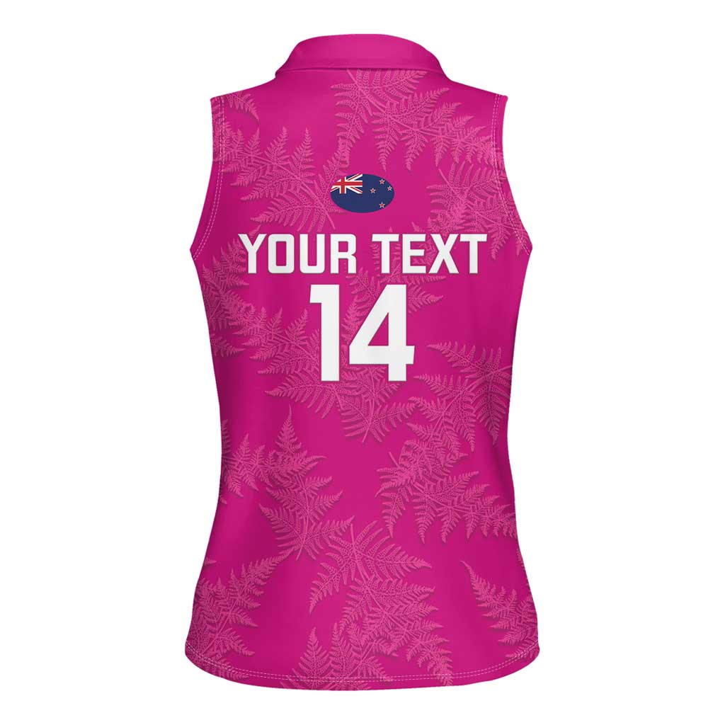 Custom New Zealand Silver Fern Rugby Women Sleeveless Polo Shirt Go Aotearoa - Pink Version