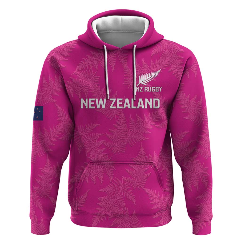 Custom New Zealand Silver Fern Rugby Zip Hoodie Go Aotearoa - Pink Version - Vibe Hoodie Shop