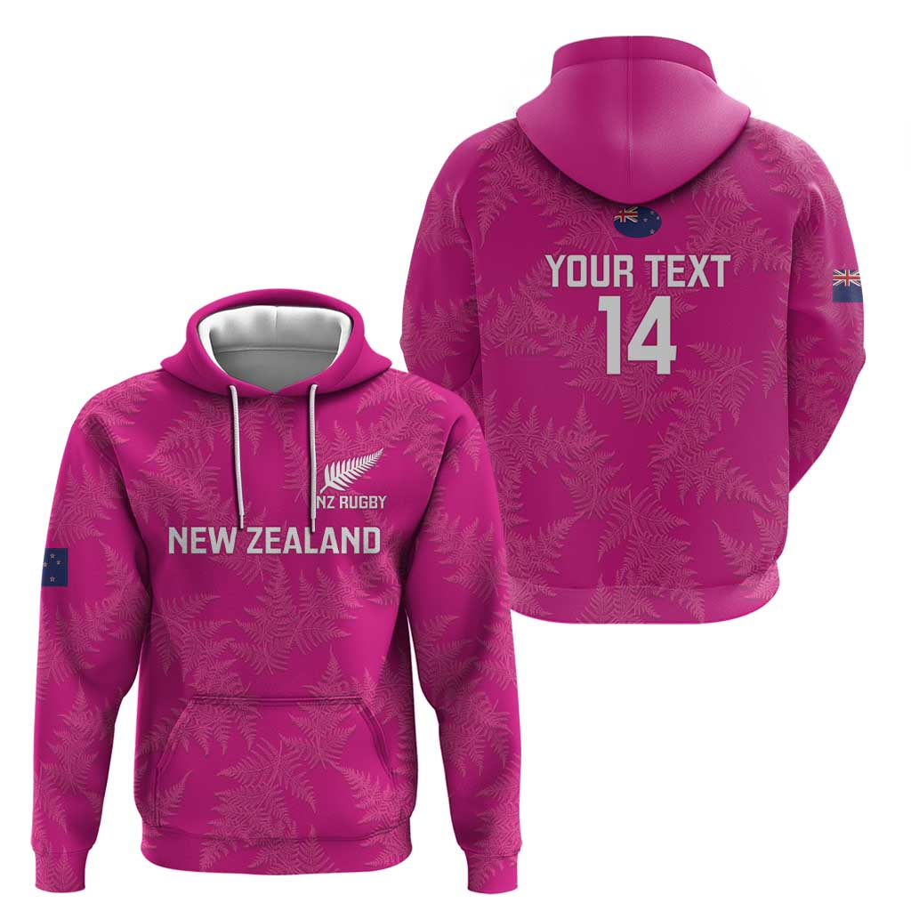 Custom New Zealand Silver Fern Rugby Zip Hoodie Go Aotearoa - Pink Version - Vibe Hoodie Shop