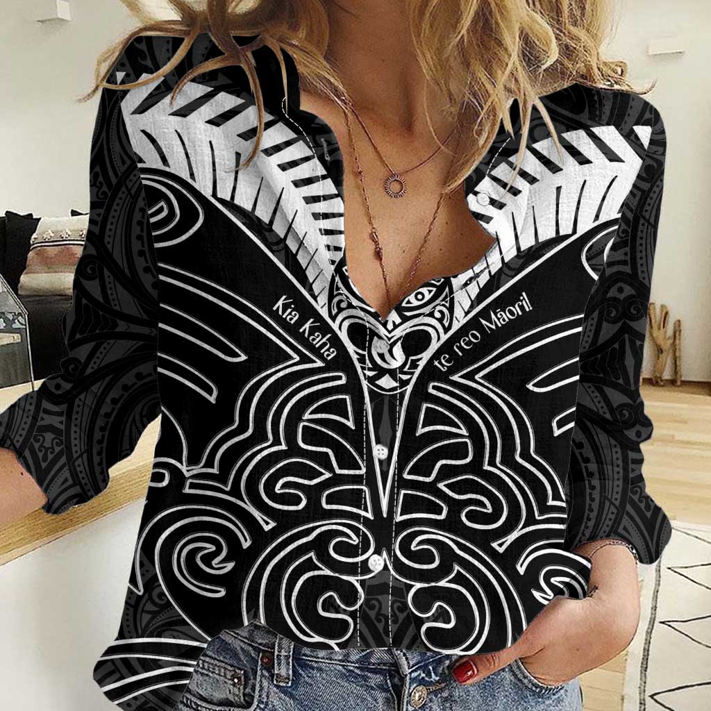 Kia Kaha Te Reo Maori Women Casual Shirt Aotearoa Hei Tiki With Hongi - Vibe Hoodie Shop