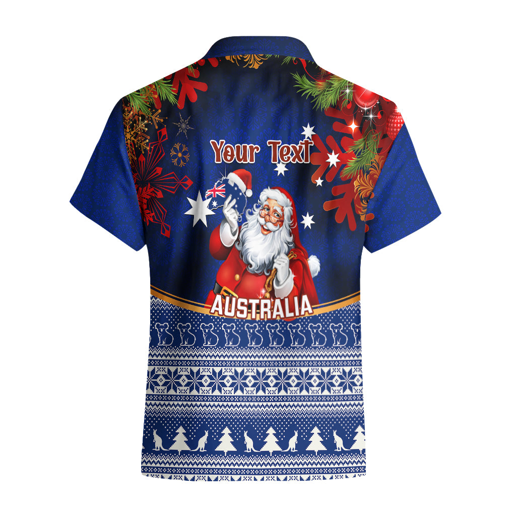 Personalised Christmas In July Hawaiian Shirt Happy Santa Claus With Australia Map Blue Style - Vibe Hoodie Shop