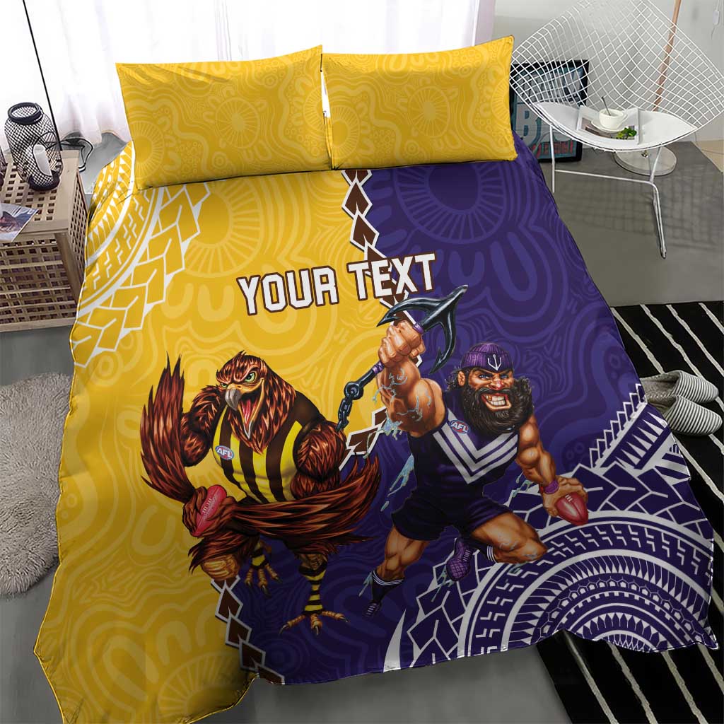 Custom Dockers And Hawks Football Bedding Set Aboriginal Mix Polynesian Pattern - Vibe Hoodie Shop