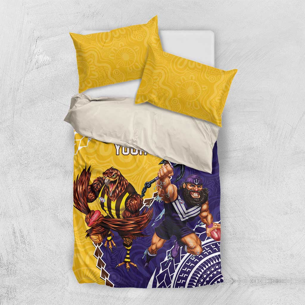 Custom Dockers And Hawks Football Bedding Set Aboriginal Mix Polynesian Pattern - Vibe Hoodie Shop