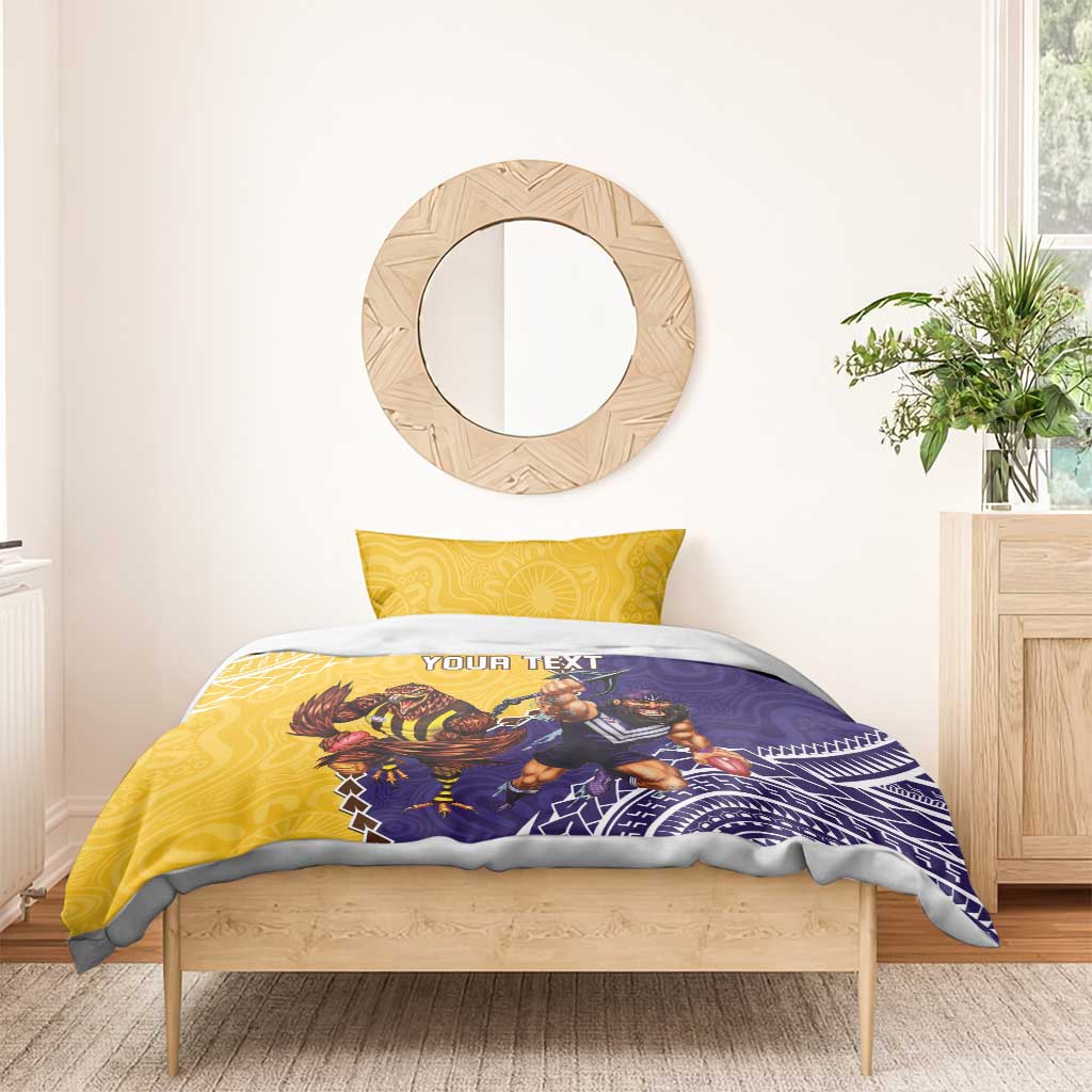 Custom Dockers And Hawks Football Bedding Set Aboriginal Mix Polynesian Pattern - Vibe Hoodie Shop